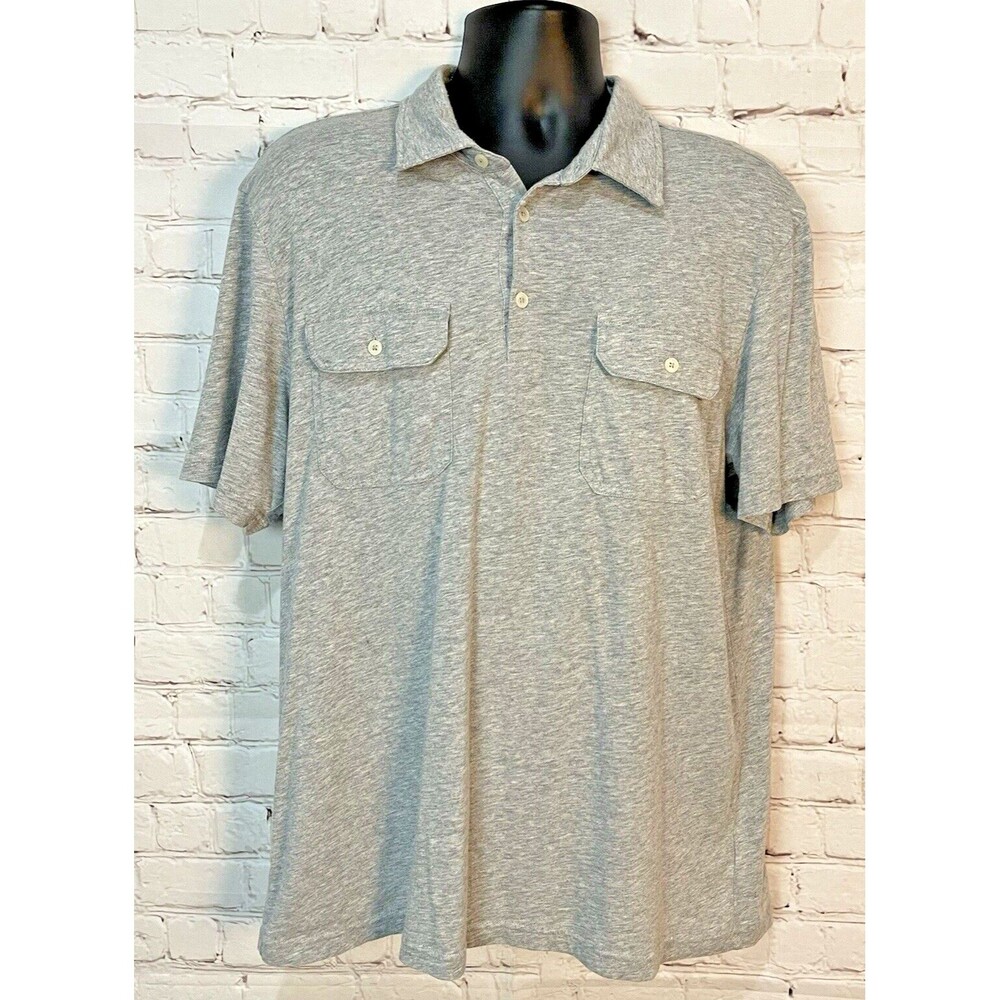 "Michael Kors" Gray Button Up Collar Short Sleeve Shirt (Size Large)